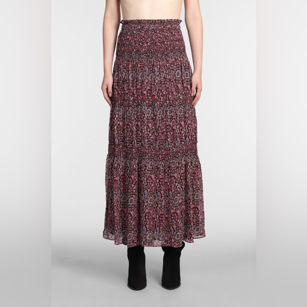 Isabel Marant Etoile Smocked Nunca Maxi Skirt In Brown Floral EU 44 XL